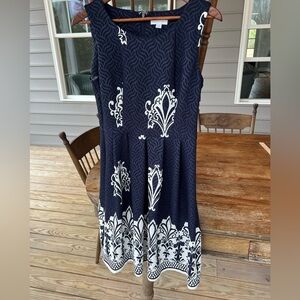 New York & Company Navy Blue White Sleeveless Dress Small